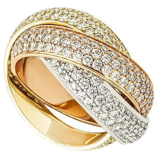 Cartier Trinity Tri-Colour Gold Full Pavé Diamond Ring Size 51 4.64ct N4210800