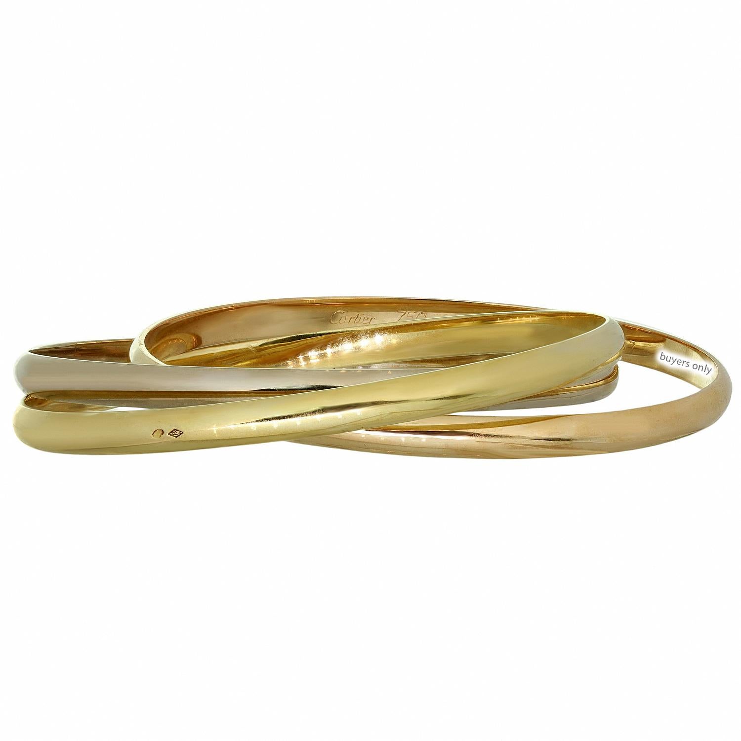 Cartier Trinity Tri-Gold Bangle Small Bracelet In Good Condition In New York, NY