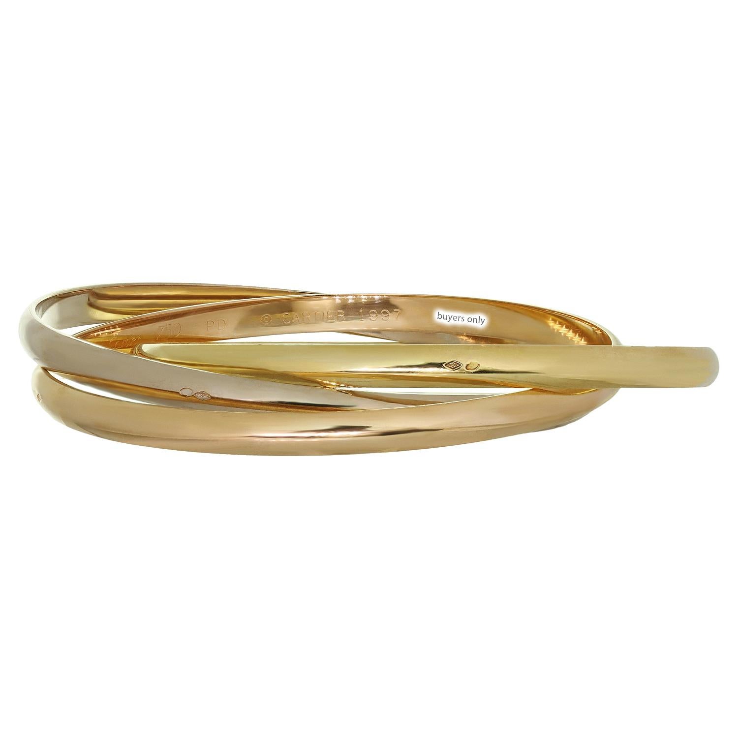 Women's Cartier Trinity Tri-Gold Bangle Small Bracelet