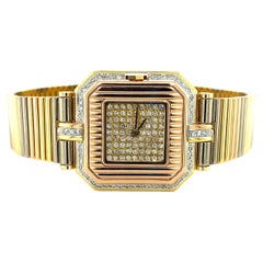 Cartier Montre Trinity à cadran champagne pavé de diamants en or 18 carats et tri-or