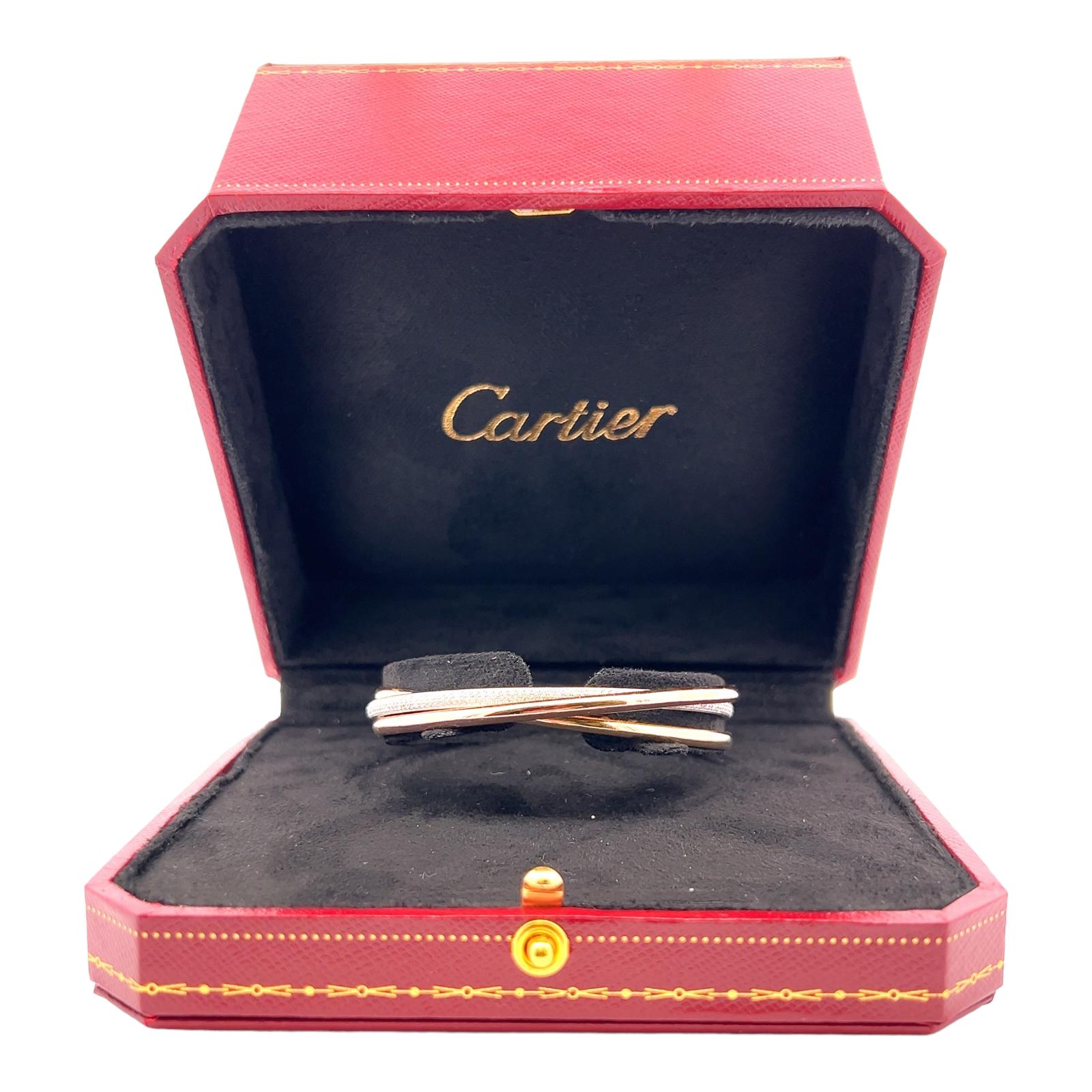 Cartier Trinity Tricolor 18 Karat Gold Diamant-Armreif Armband Box Papiere (Rundschliff)