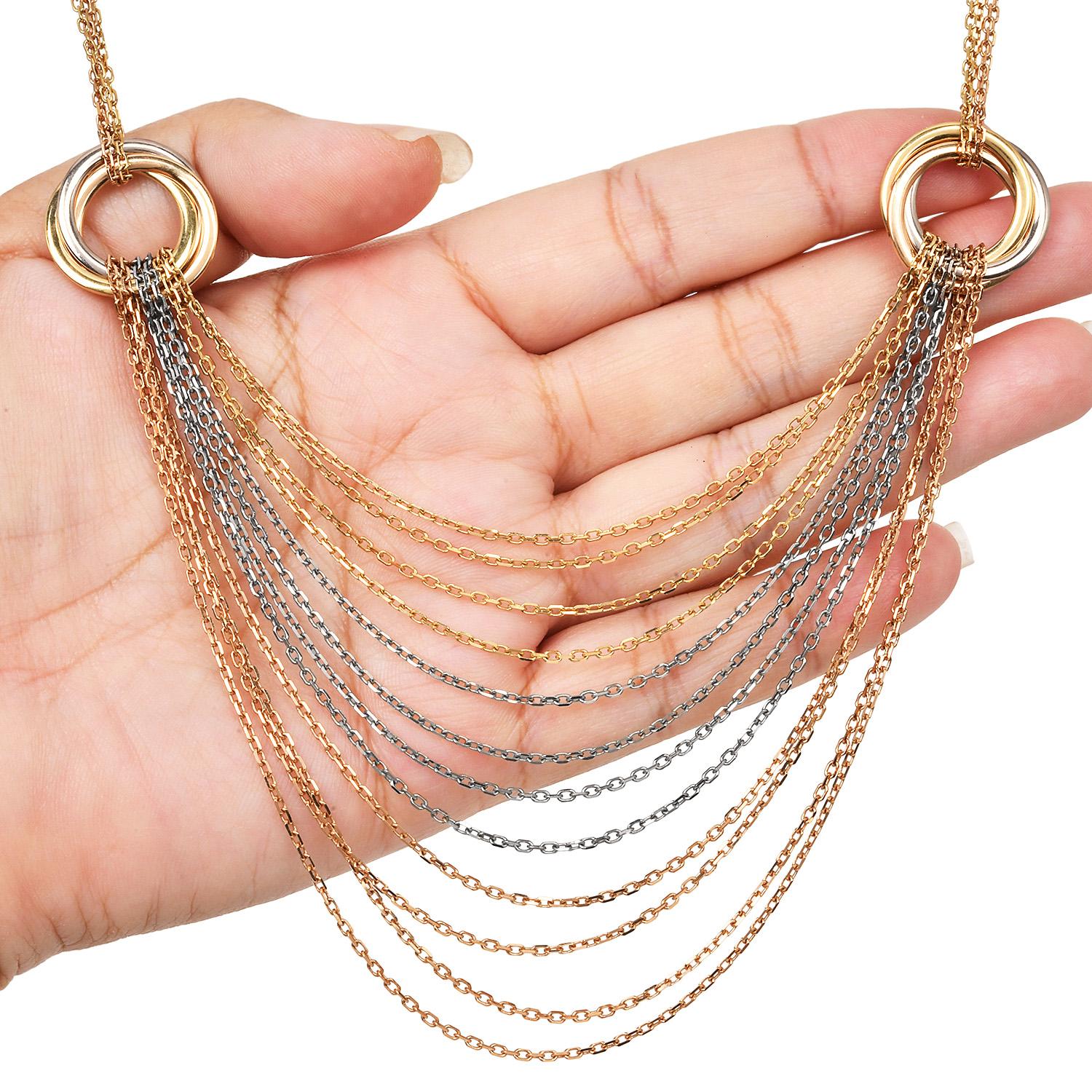 Donna Collana Cartier Trinity Tricolor a più catene in oro 18 carati in vendita
