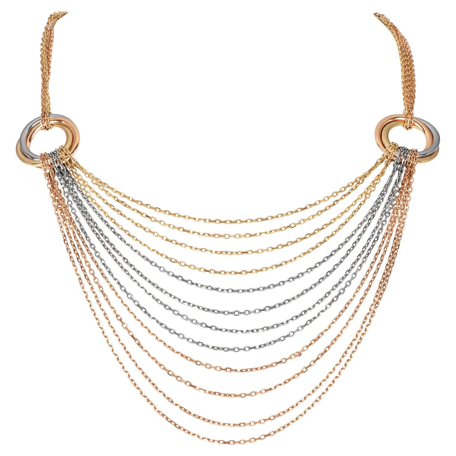 Collana Cartier Trinity Tricolor a più catene in oro 18 carati in vendita