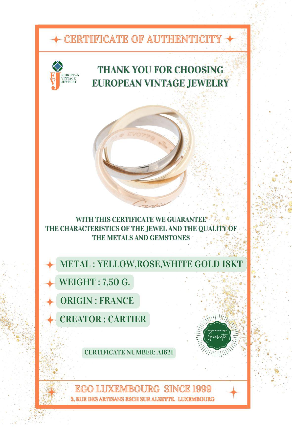 Cartier Trinity Triple Gold Ring For Sale 9
