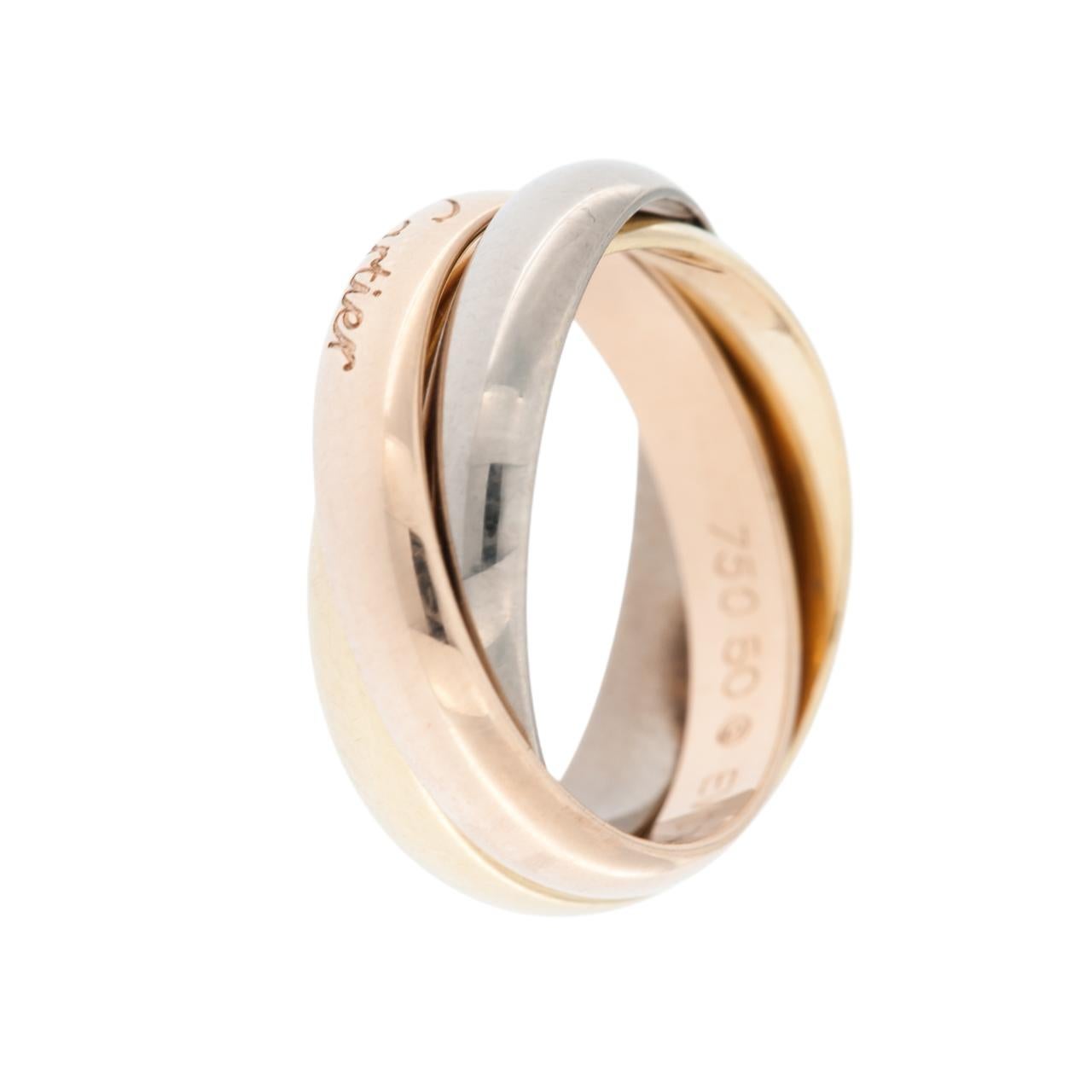 Women's or Men's Cartier Trinity Triple Gold Ring For Sale