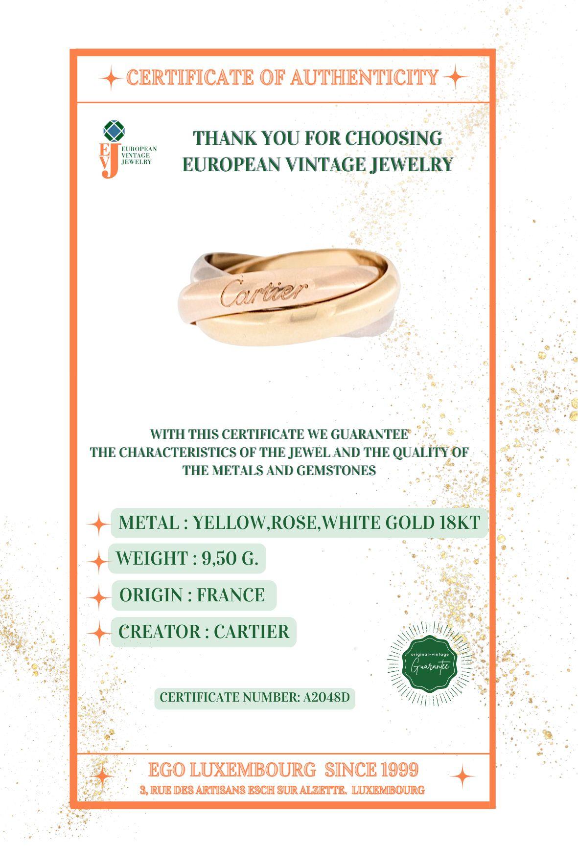 Bague en or triple trinité de Cartier - taille 57 en vente 9