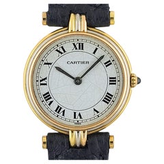 Cartier Vermeil Vendome Large Blue Dial Quartz Wristwatch at 1stDibs