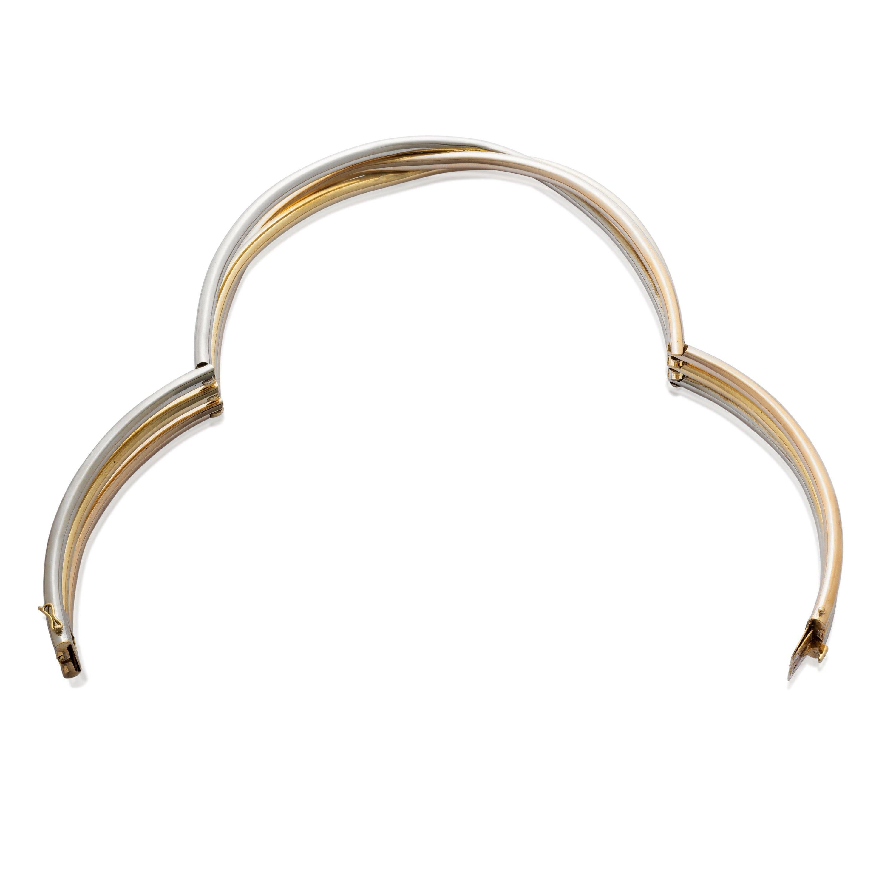 Cartier Trinity Vintage Collier ras de cou en or blanc jaune rose 18k Bon état - En vente à Feasterville, PA
