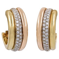 Cartier Trinity Vintage Diamond Pave Half Hoop Earrings