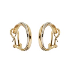 Cartier Trinity Vintage Hoop Earrings — 18K Tri-Color Gold, Yellow, White &