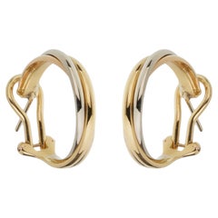 Cartier Trinity Vintage Hoop Earrings — 18K Tri-Color Gold, Yellow, White &