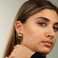 Cartier Trinity Vintage Large Tri Color Gold Hoop Earrings Circa 1990