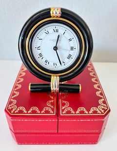 Cartier “Trinity” Vintage Travel Alarm Clock Black Enamel & Tri-Color Gold 1990s