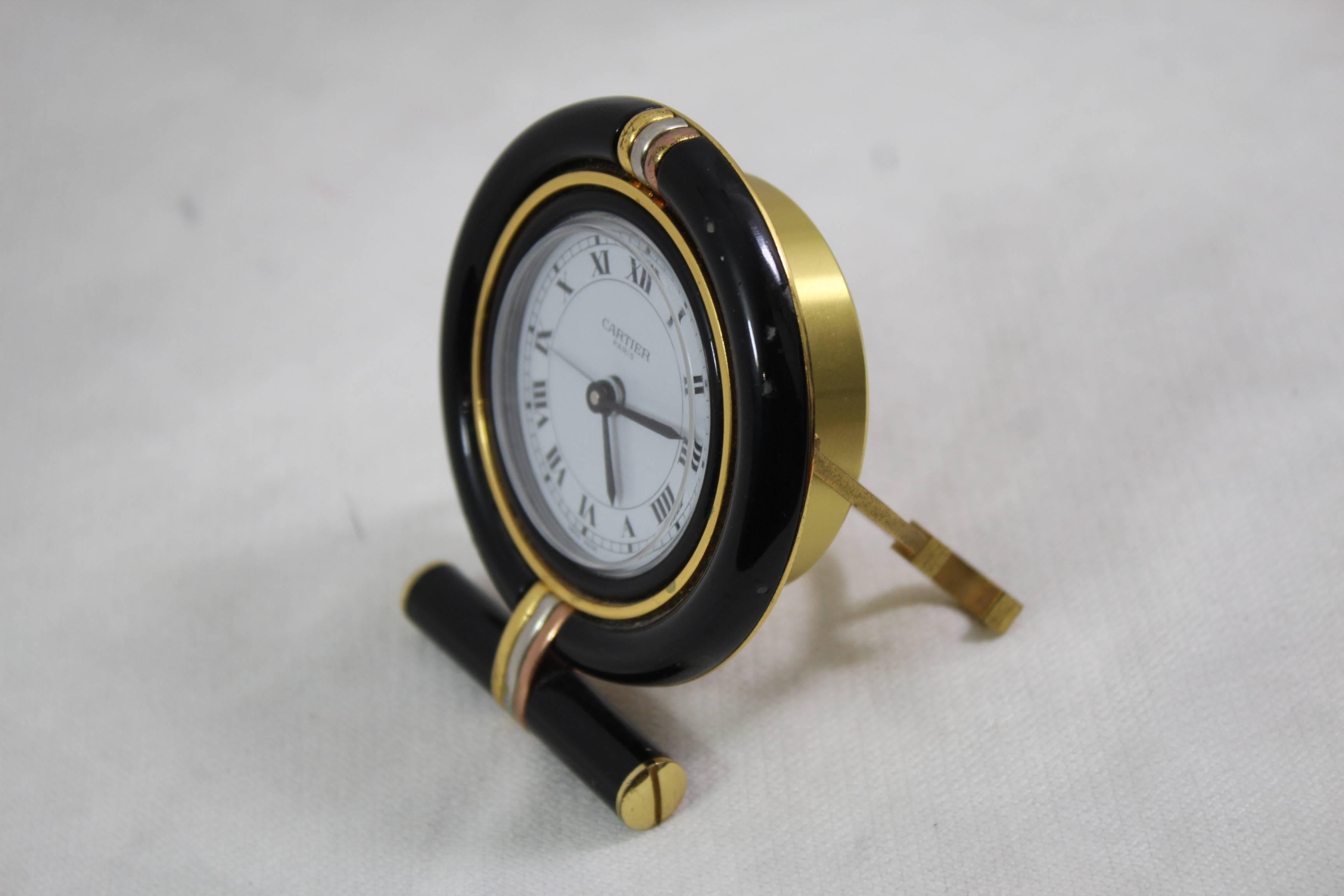 Nice Cartier Vinage Travel Clock with Alarm.

Good vintage condition

Small signs of use in the front (see images)

God working condition