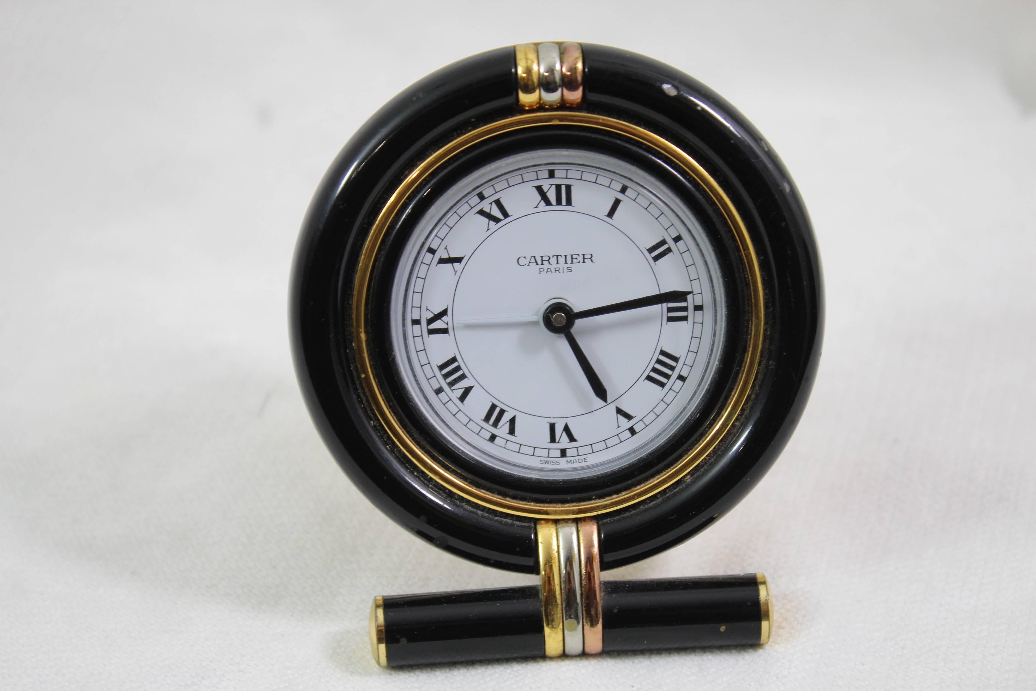 Black Cartier Trinity Vintage Travel Clock
