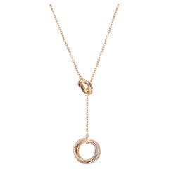 Cartier Trinity w/44 Diamond Tri Color Gold Pendant Chain Necklace