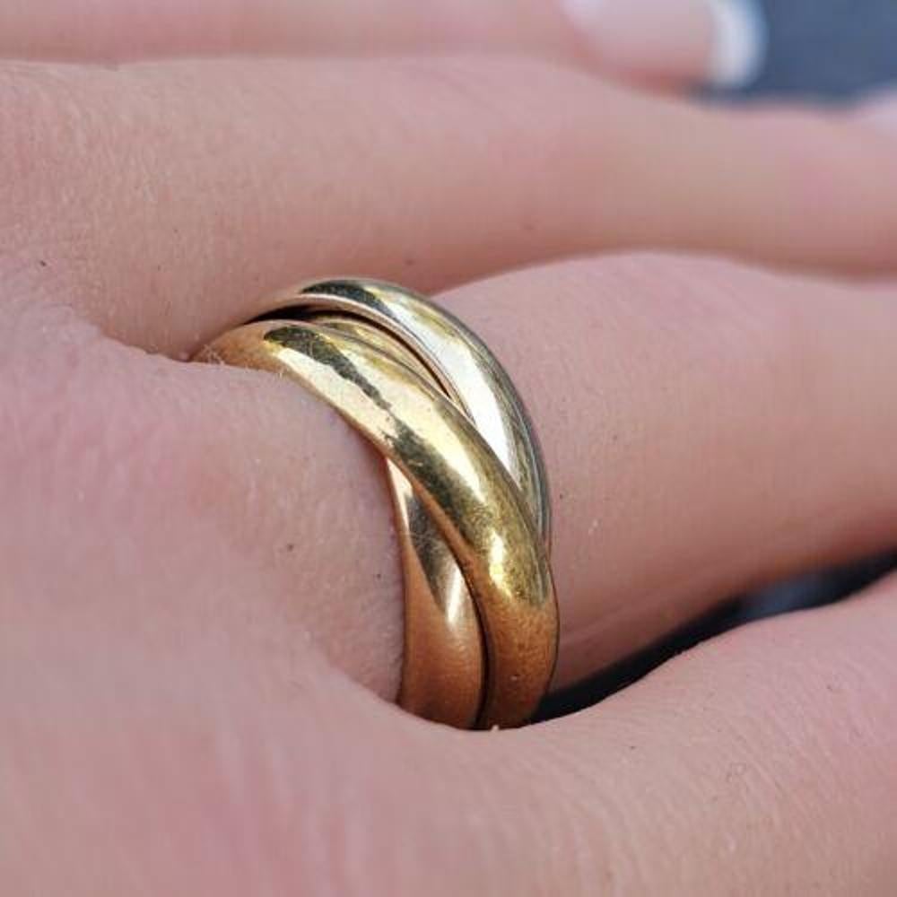 Cartier Trinity Wedding Band Ring 18k Gold Tri-color Rolling Sz 50 US 5.25 For Sale 3