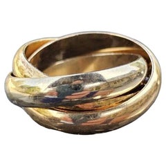 Cartier Trinity Wedding Band Ring 18k Gold Tri-color Rolling Sz 50 US 5.25