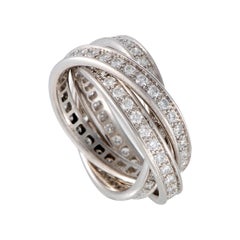 Cartier Trinity White Gold Full Diamond Pave Rolling Band Ring