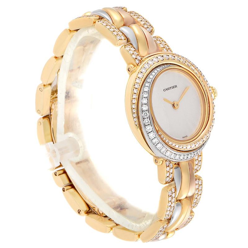 Cartier Trinity White Yellow Rose Gold Diamond Ladies Watch 2357 In Excellent Condition In Atlanta, GA