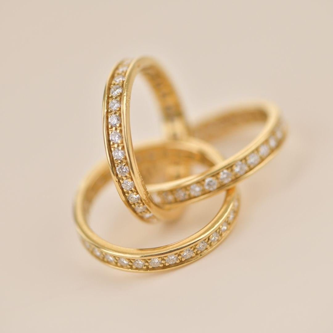 Cartier Trinity Yellow Gold Diamond Pave Band Ring In Excellent Condition In Banbury, GB