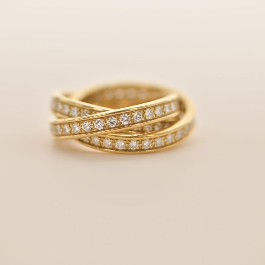 Cartier Trinity Yellow Gold Diamond Pave Band Ring 2