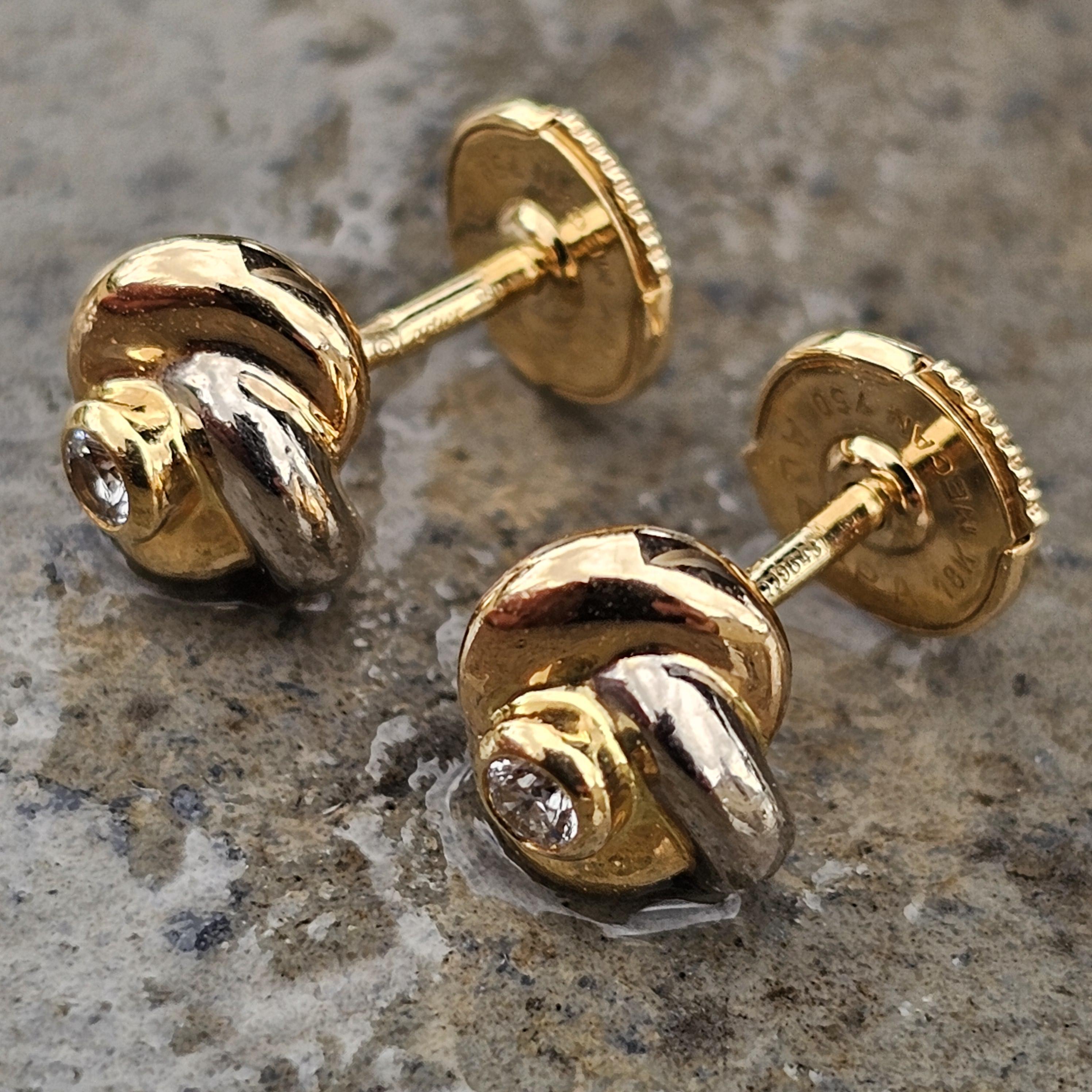 Cartier Trinty Diamond Stud Earrings Tri Color 18k Gold and Certificate 5g 5