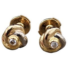 Cartier Trinty Diamond Stud Earrings Tri Color 18k Gold and Certificate 5g