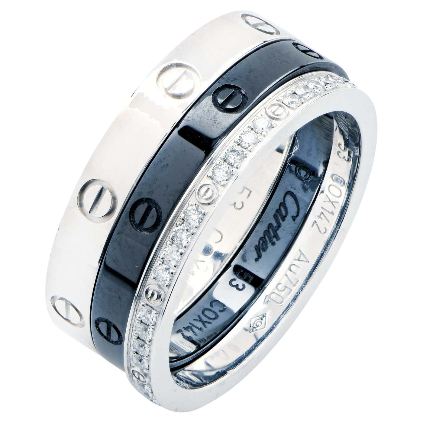 Cartier Riing Cartier Trio Collection Ring in 18 Karat White Gold For Sale at 1stDibs