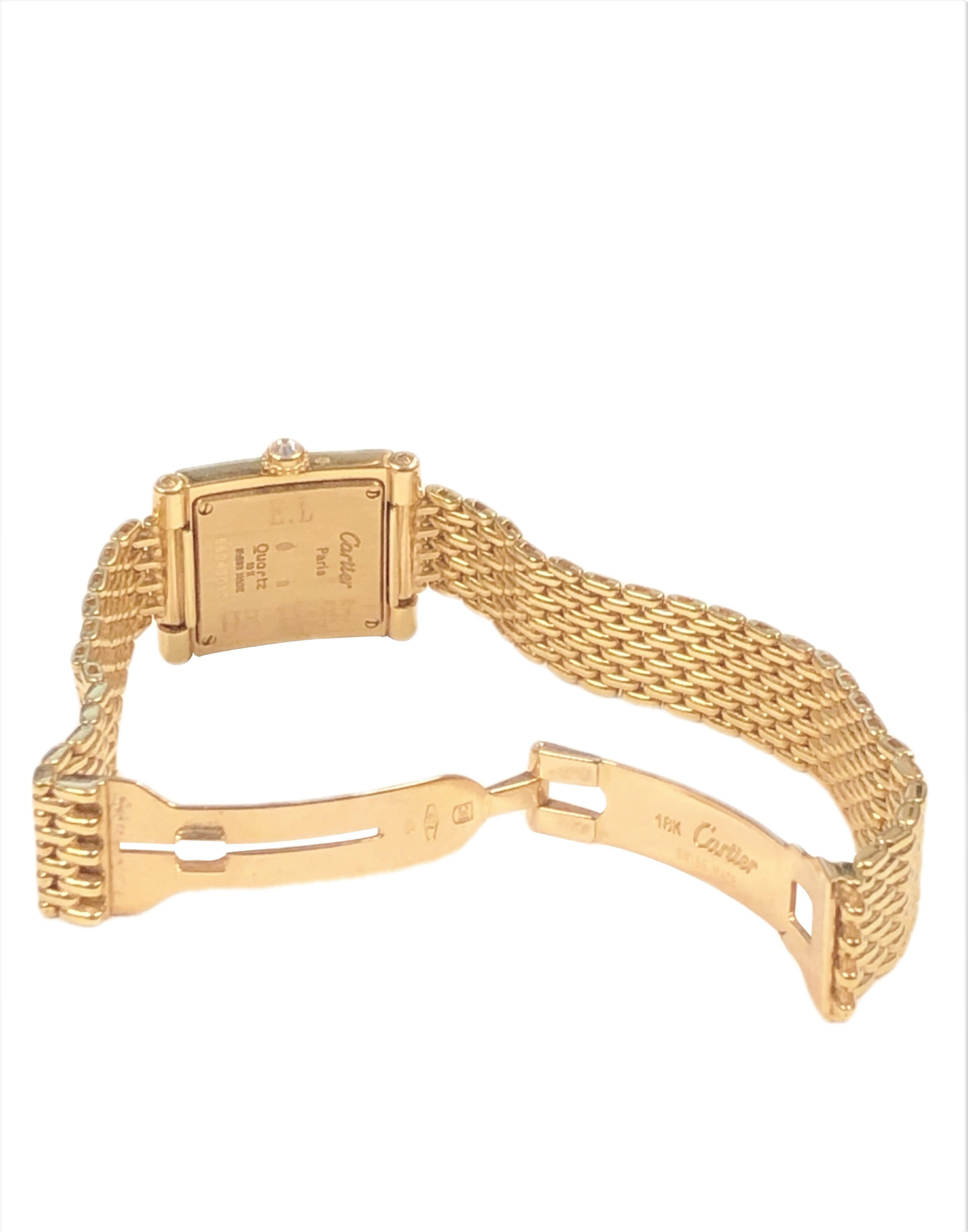 Cartier Trocadero Damen-Quarz-Armbanduhr aus Gelbgold und Diamanten (Rundschliff)