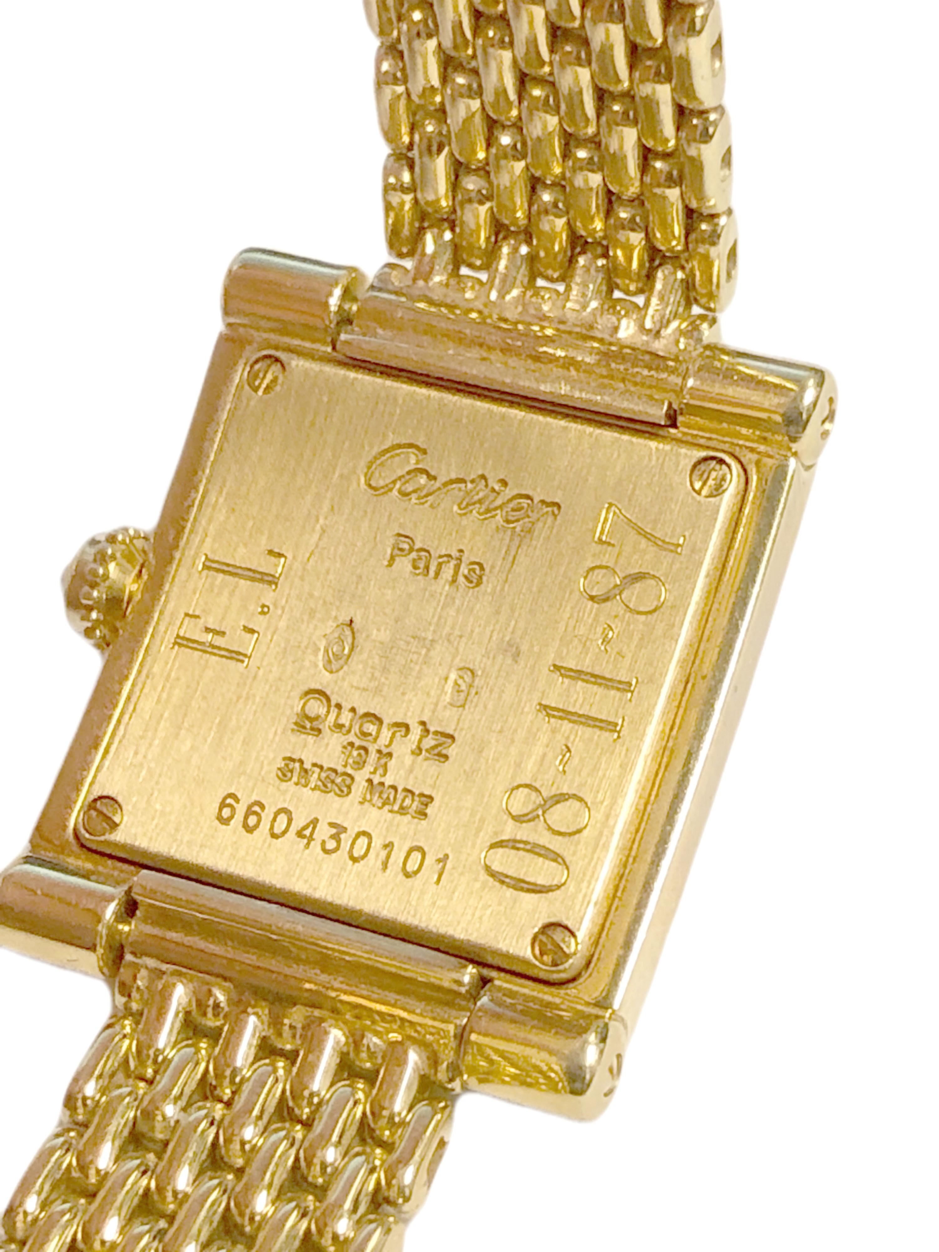 Cartier Trocadero Damen-Quarz-Armbanduhr aus Gelbgold und Diamanten für Damen oder Herren im Angebot
