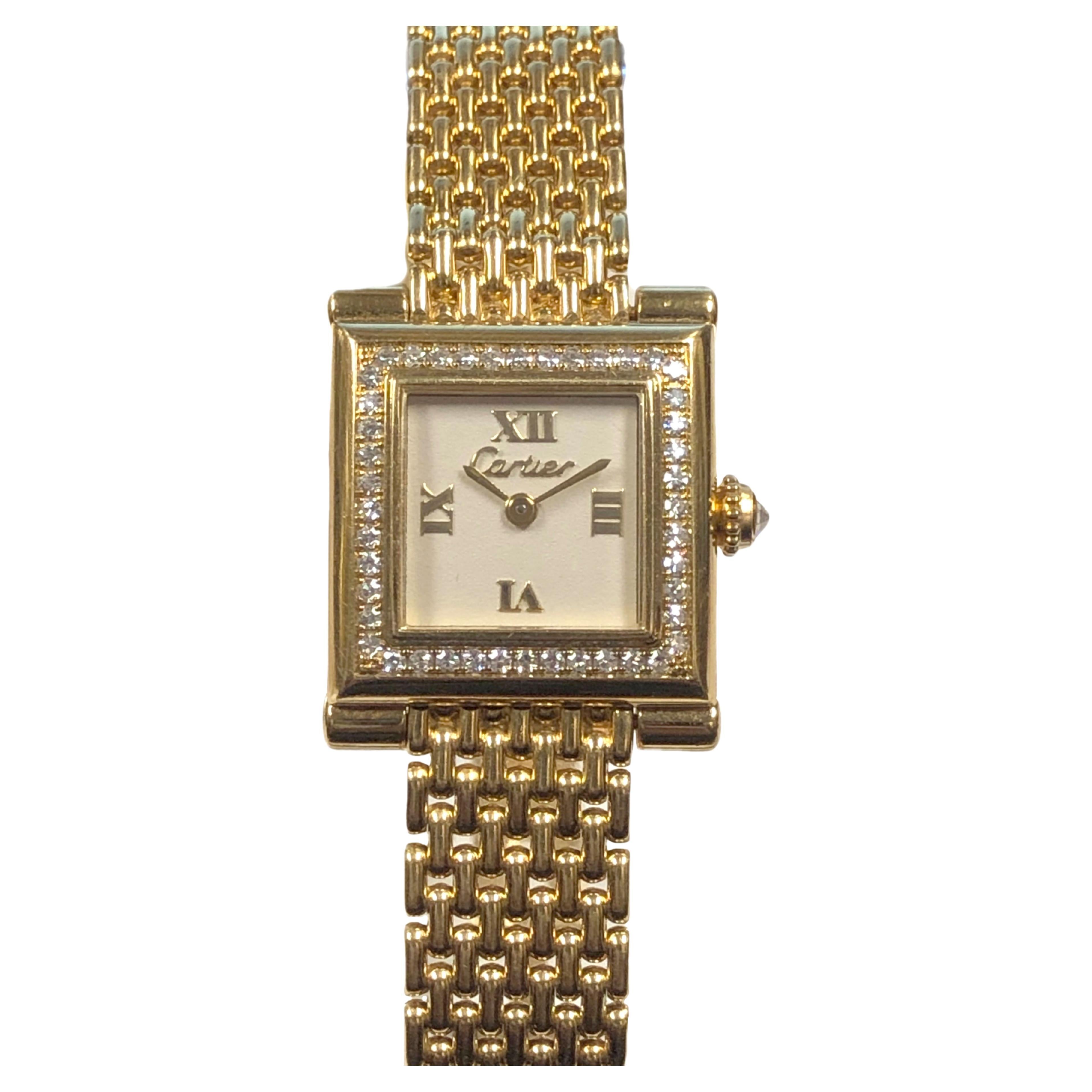 Cartier Trocadero Ladies Yellow Gold and Diamond Quartz Bracelet Watch