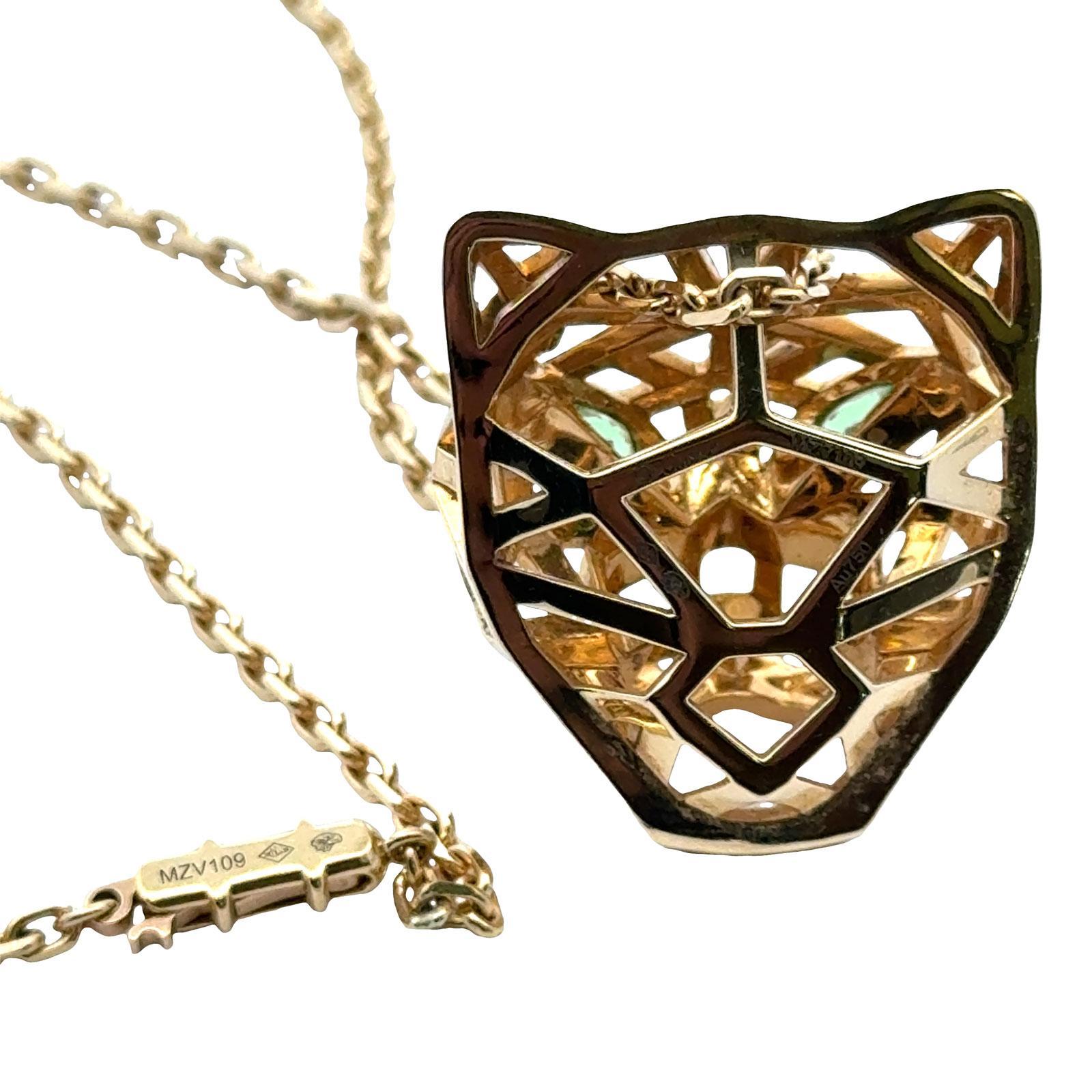 Cartier Tsavorite Black Onyx Panthere De Cartier 18KYG Pendant Necklace B&P's en venta 4