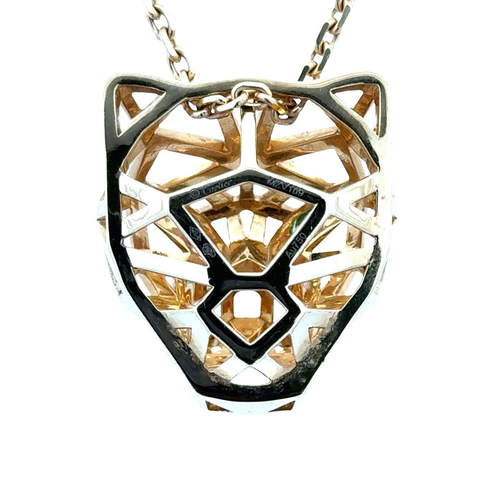 Cartier Tsavorite Black Onyx Panthere De Cartier 18KYG Pendant Necklace B&P's en venta 5