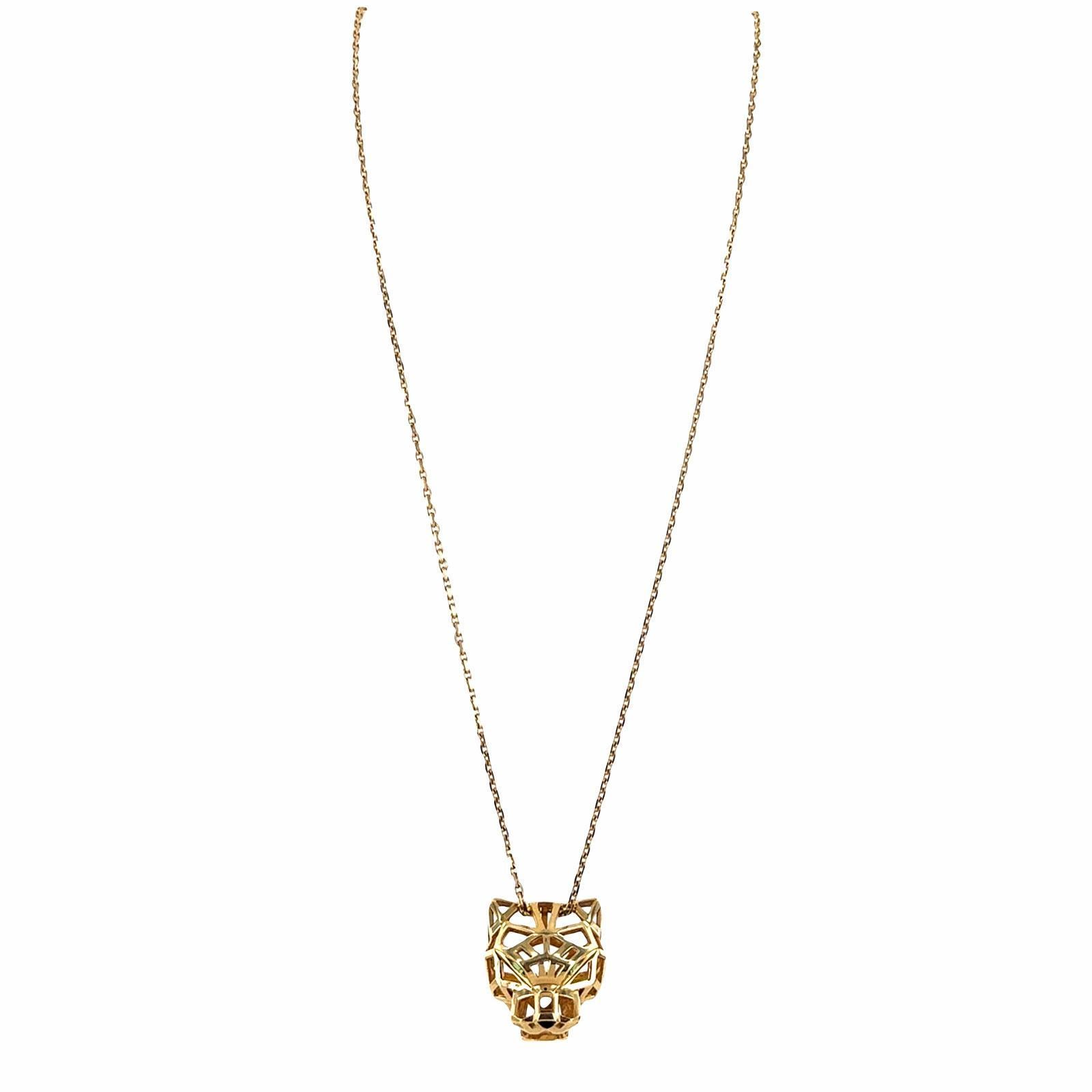 Cartier Tsavorite Black Onyx Panthere De Cartier 18KYG Pendant Necklace B&P's en Excelente estado para la venta en Boca Raton, FL