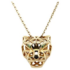 Cartier Tsavorite Black Onyx Panthere De Cartier 18KYG Pendant Necklace B&P's