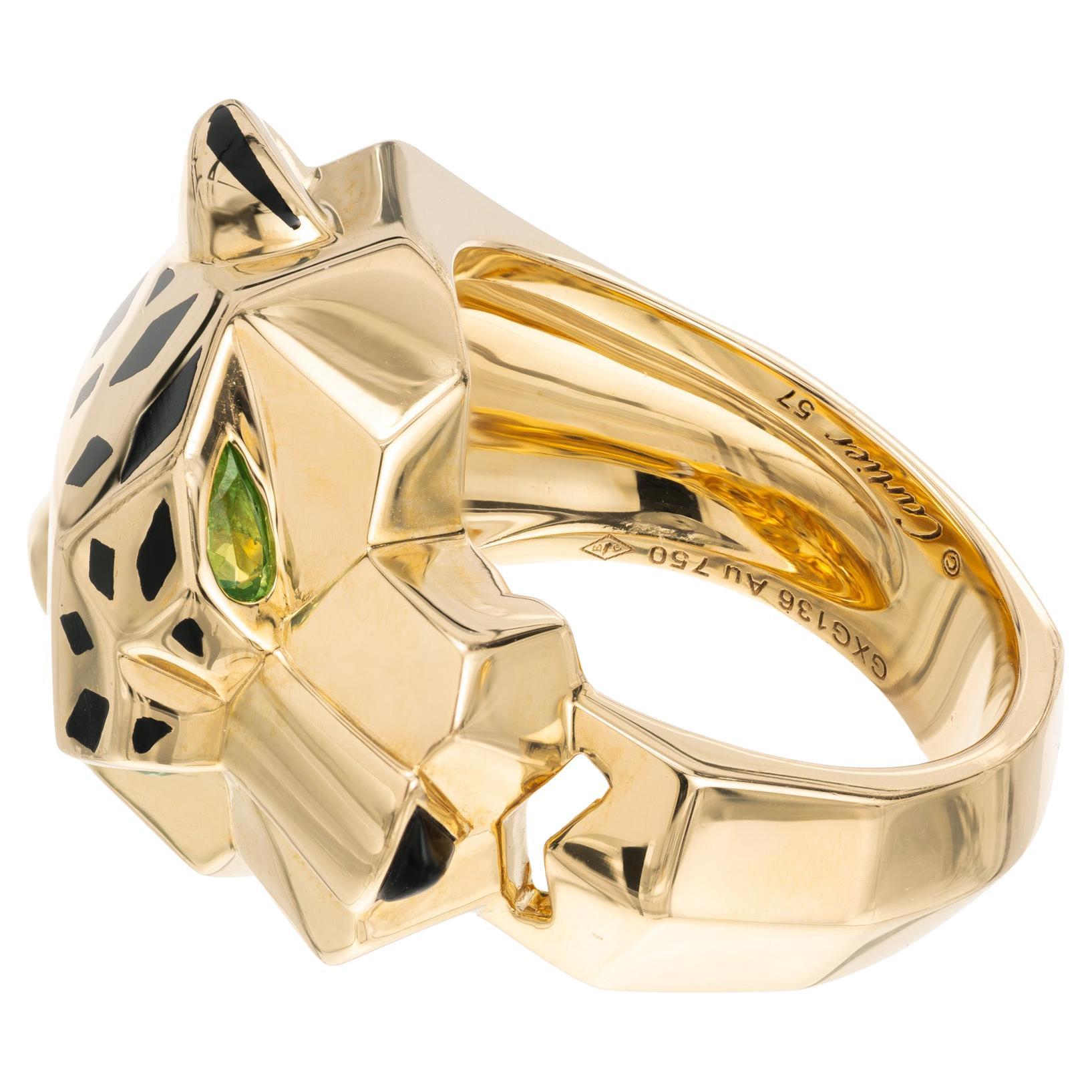 Cartier Tsavorit Onyx Gelbgold Panther Cocktail Ring
