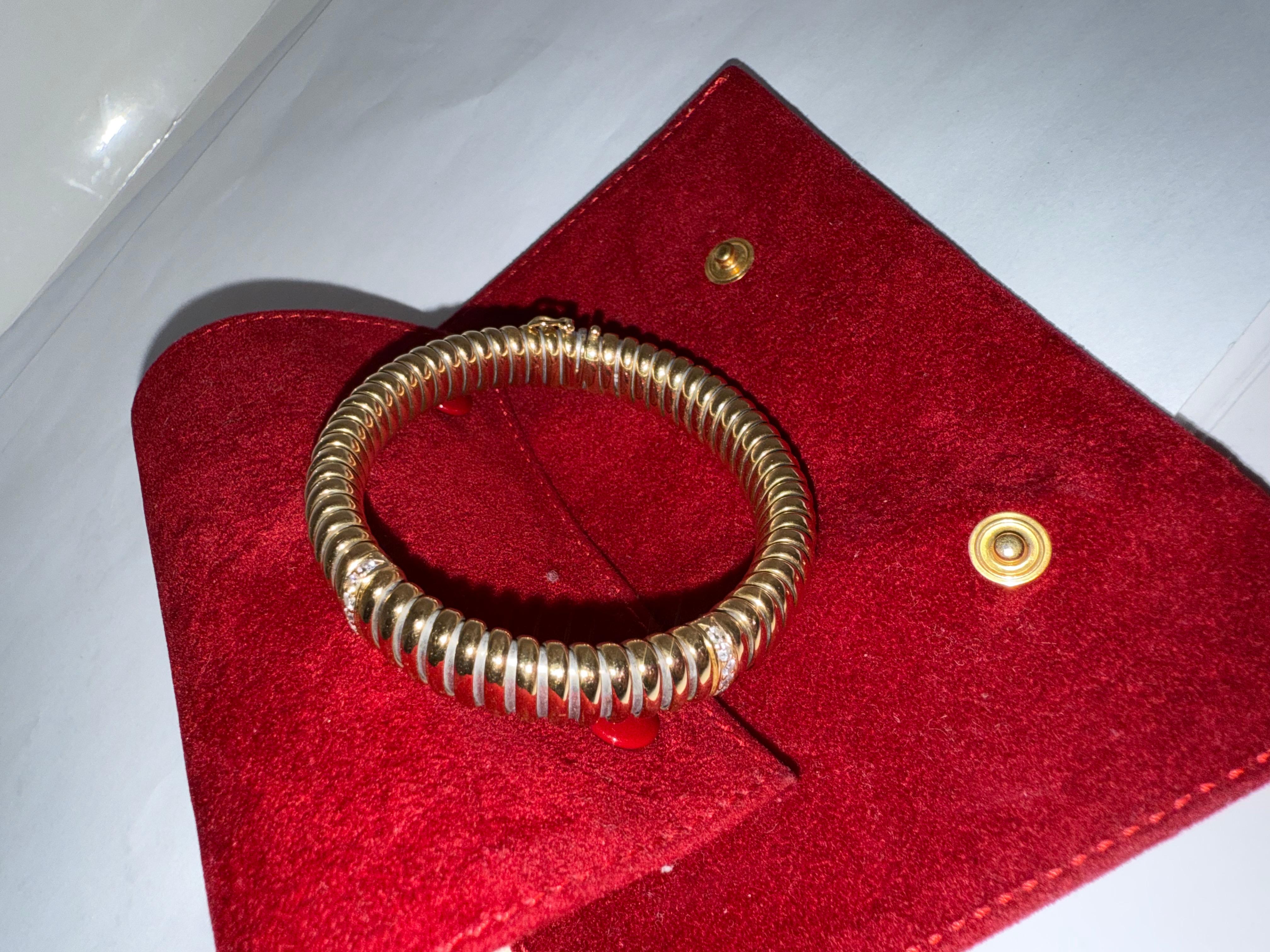 Cartier Tubogas collar necklace and bracelet set with diamonds im Zustand „Hervorragend“ im Angebot in London, England