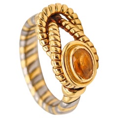 Cartier Tubogas Herkules-Knotenring aus Edelstahl und 18 Karat Gold mit Citrin