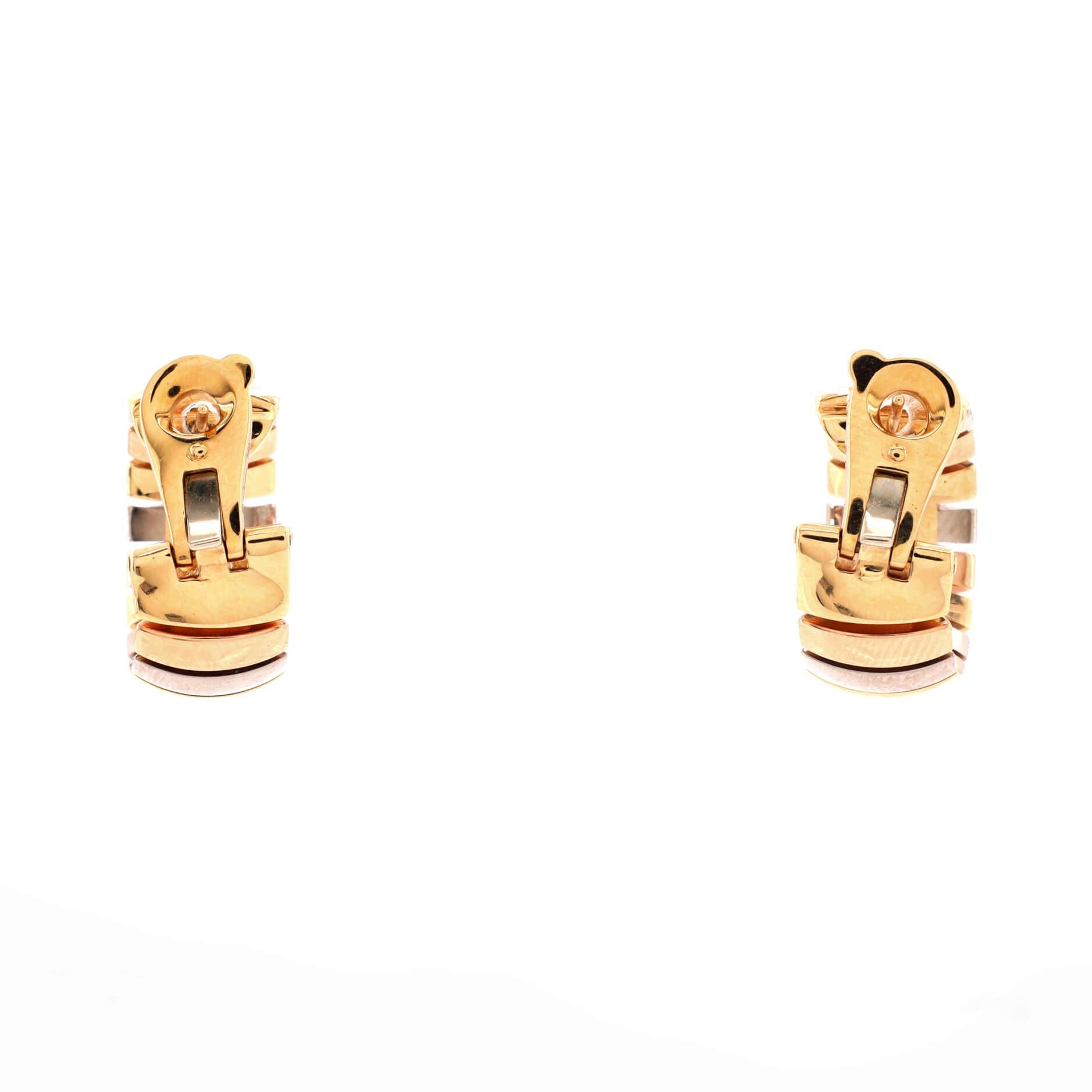 Women's Cartier Tubogas Hoop Earrings 18k Tricolor Gold