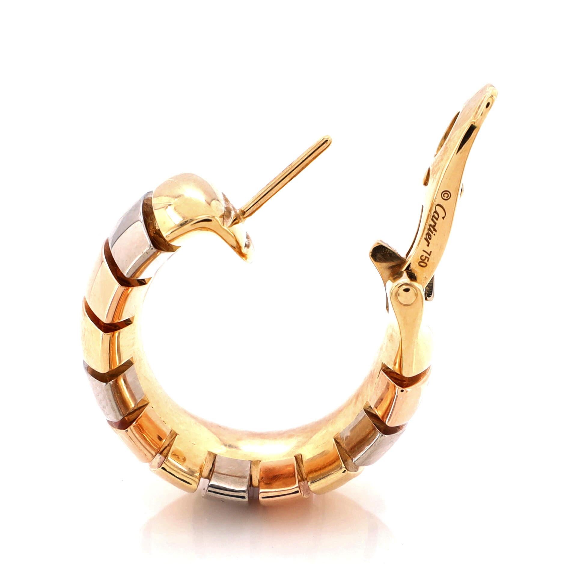 Cartier Tubogas-Ohrringe aus 18 Karat dreifarbigem Gold 1