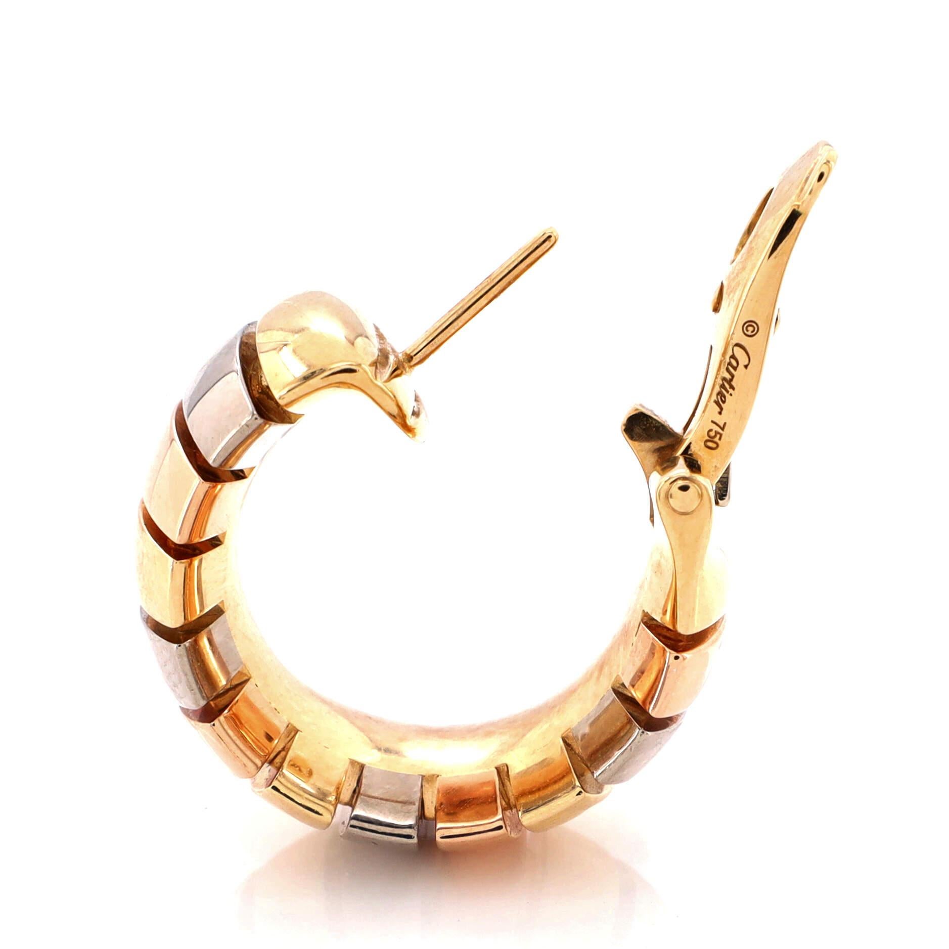 Cartier Tubogas Hoop Earrings 18k Tricolor Gold 1