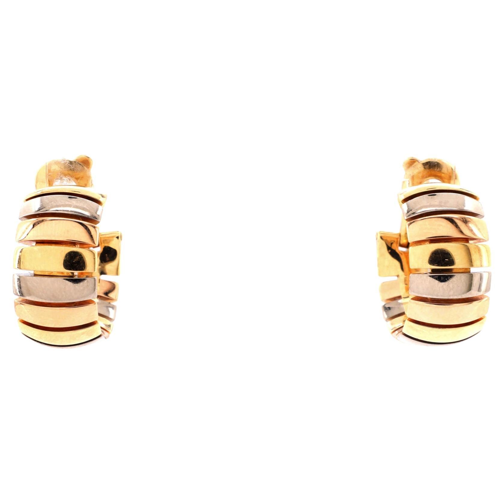 Cartier Tubogas Hoop Earrings 18k Tricolor Gold