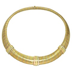 CARTIER Tubogas Trinity 18k Tri-Gold Vintage 1980s Collar Necklace 