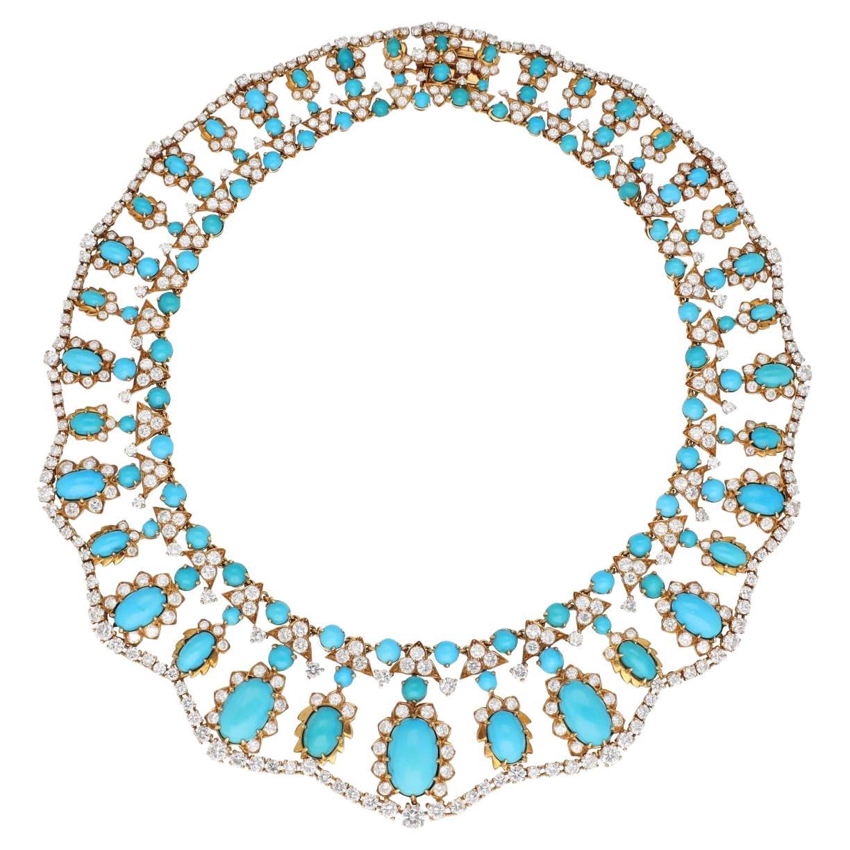 CARTIER Turquoise and Diamond Necklace