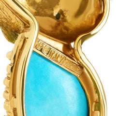 Cartier Turquoise Cat Pin in 18 Karat Yellow Gold