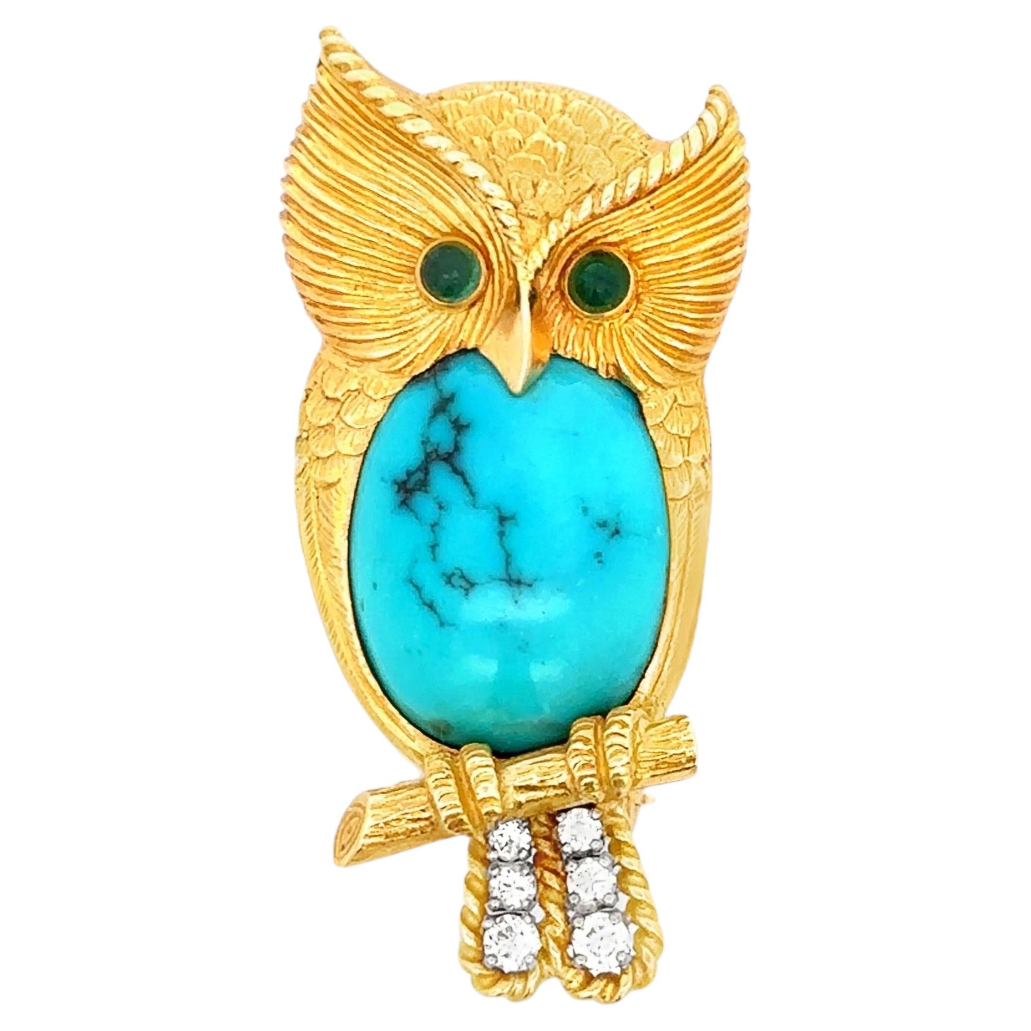 Cartier Turquoise Owl Brooch