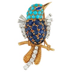 Cartier Turquoise & Sapphire Bird Brooch
