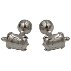 Cartier Turtle Sterling  Silver Cufflinks with Box