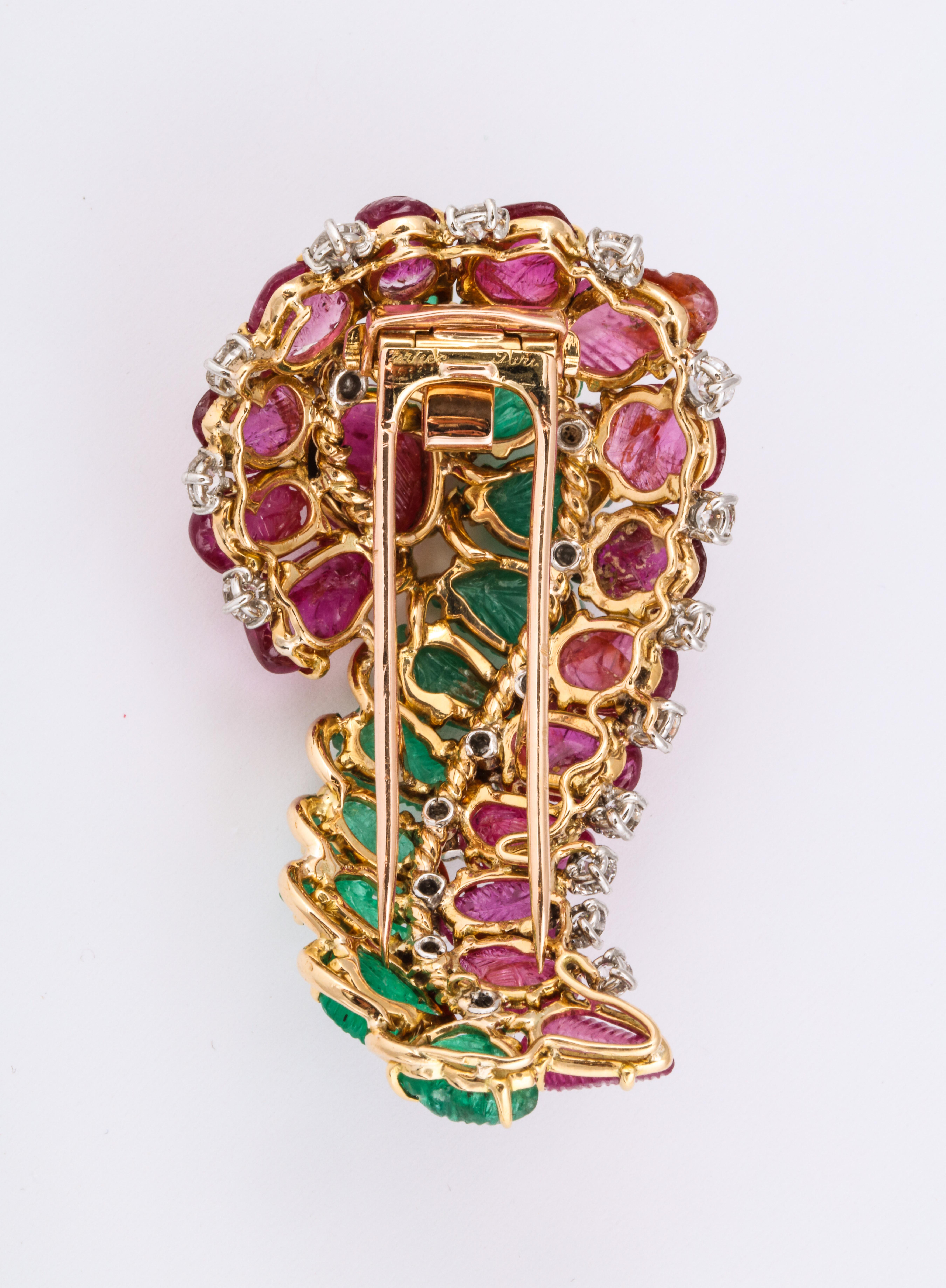 Cartier Tutti Frutti Bangle Brooch Combination For Sale 9